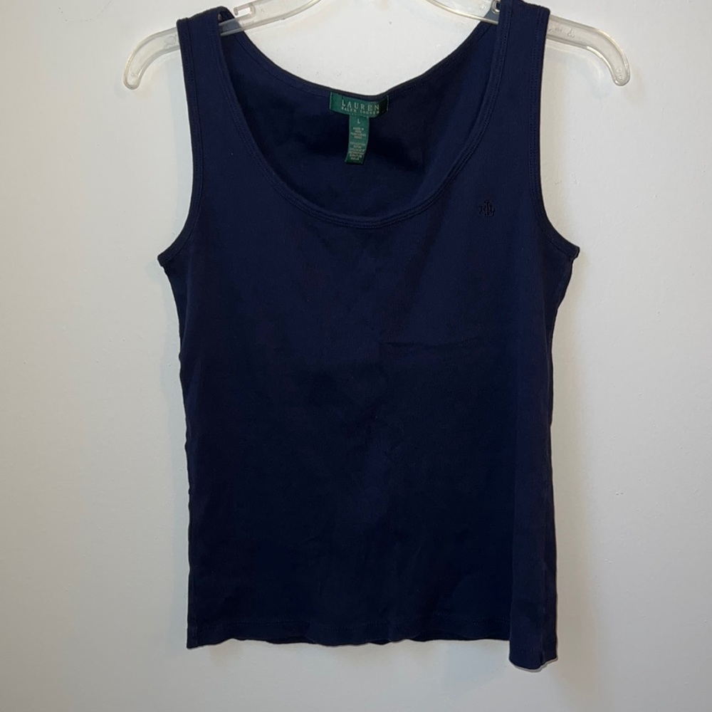 5/$25 Lauren Ralph Lauren Ribbed Navy Tank Size L Large